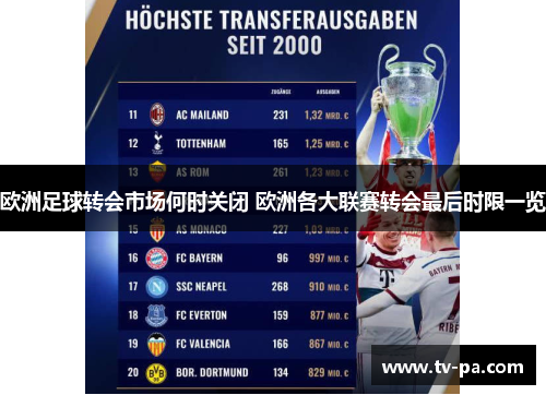 欧洲足球转会市场何时关闭 欧洲各大联赛转会最后时限一览