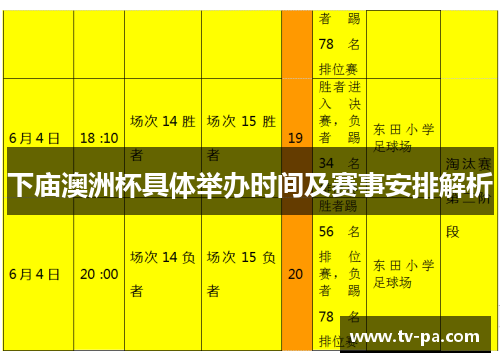 下庙澳洲杯具体举办时间及赛事安排解析